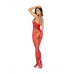 Mapale Heart Fishnet Bodystocking Rhinestone Red One Size
