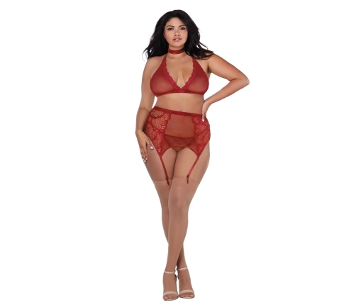 Fishnet and Lace 4 Piece Set - Plus Size