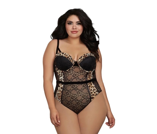 Dreamgirl NH Teddy Plus Size 2X - Elegant Sheer Lace Bodysuit Black