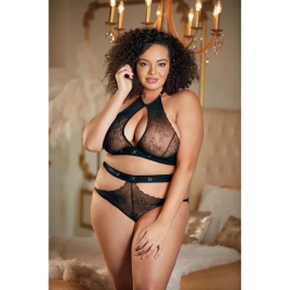 Lace Halter Top  Backless Panty Set