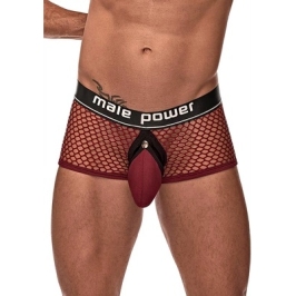 Male Power Mini Ring Short XL Burgundy - Snap-Off Pouch & Satin Waistband Male Power Mini Ring Short XL Burgundy - Snap-Off Pouch & Satin Waistband