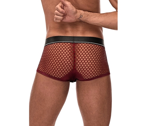Male Power Mini Ring Short XL Burgundy - Snap-Off Pouch & Satin Waistband