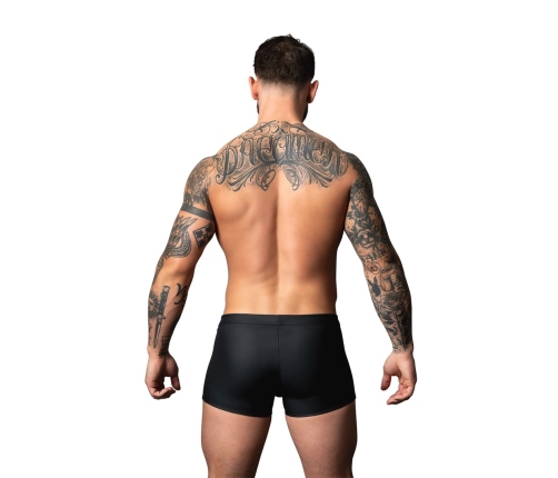 Male Power Snap Off Short XL Black - Matte Rubberized Trunk Underwear