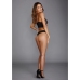 Stretch Mesh and Stretch Galloon Lace Bustier - M - Black