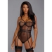 Oh La La Cheri Very Sheer Mesh Underwire Teddy with Gunmetal Accents L