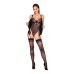 Double Layer Teddy/Garter Slip - L - Black