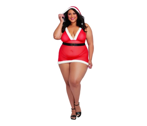 Santa Cutie Halter Bralette and Mini Skirt Set - Plus Size