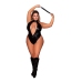 Faux Halter Teddy with Flogger - Plus Size - Black