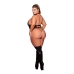 Fishnet Teddy with Chain Leash - Plus Size - Black