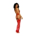 Women's Stretch Lace and Stretch Velvet Garter Teddy - One Size - Red