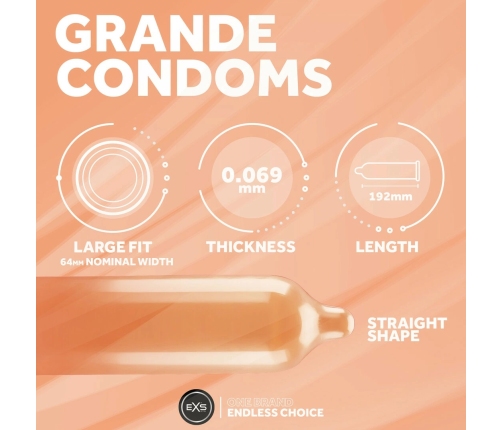 EXS Grande Extra Wide Latex Protection 12-Pack 64mm Nominal Width