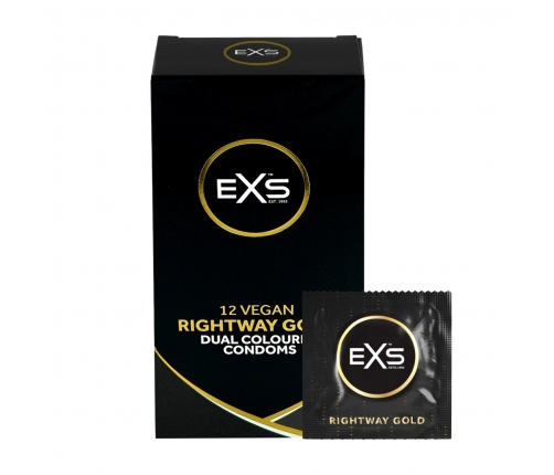 EXS Rightway Gold Condoms 12-Pack Dual-Colour Easy Application System