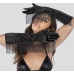 Mapale Satin Opera Gloves with Fringe Black One Size