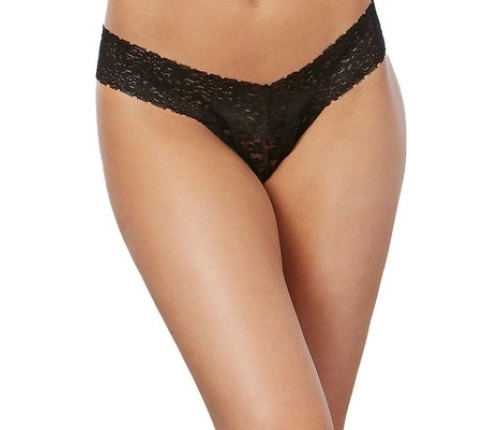 Lace Thong - One Size - Black