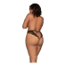 Lace Tanga Panty with Open Crotch - 1X - Black