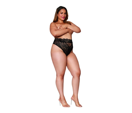 High Waisted Lace Panty - 1X - Black