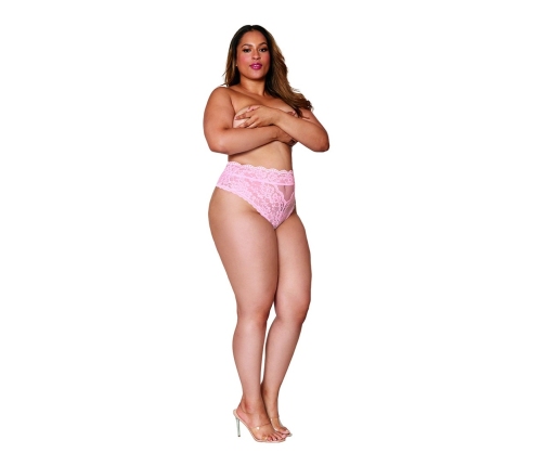 High Waisted Lace Panty - 3X - Pink