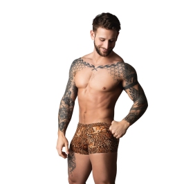 Male Power Ultimate Duo Men's Shorts S Leopard Brown with Silicone Ring