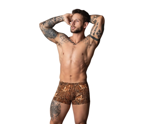 Male Power Ultimate Duo Men's Shorts S Leopard Brown with Silicone Ring