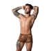Male Power XL Performance Shorts with Black Silicone Ring, Brown Leopard