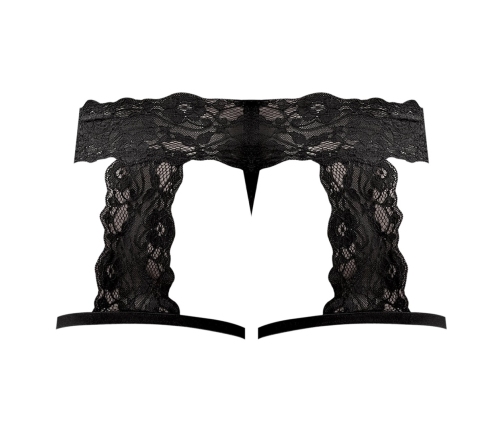 Male Power Scandal-Lace Garter Shorts L/XL Black - Mesh & Lace Design