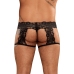 Male Power Scandal-Lace Garter Shorts L/XL Black - Mesh & Lace Design
