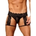 Male Power Scandal-Lace Garter Short S/M Black - Mesh & Lace Design