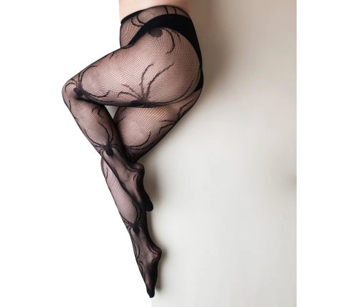 Fishnet Tights - Spiders - C - Black