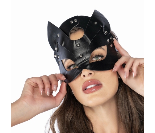 Mapale Faux Leather Eye Mask Black One Size - Sleek Curved Design