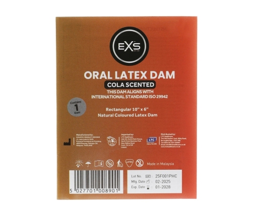 EXS Oral Dam Cola Flavour 1 Piece - Ultra-Thin Protective Sheet