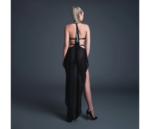 Take Me Vinyl & Mesh Bodysuit with Flirty Skirt L Black
