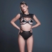 Your Lover Vinyl Mesh Bralette & Panty Set M Black - Glossy Finish