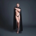 Private Dancer Black Vinyl Mesh Bolero Cape Set with Trim, One Size