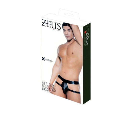 Male Power Wetlook Brief Jockstrap Black One Size Adjustable Fit
