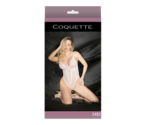Mesh High Cut Teddy with Hidden Open Crotch - One Size
