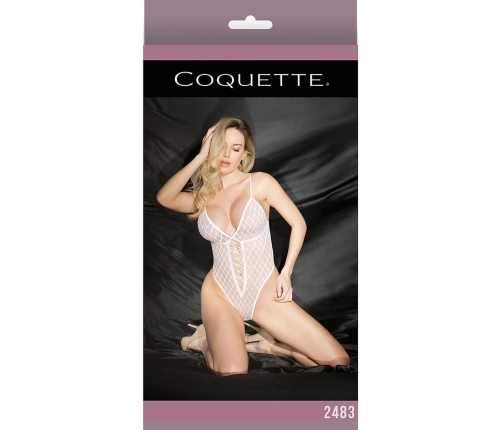 Mesh High Cut Teddy with Hidden Open Crotch - One Size