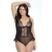 Transparent Crossless Lace Teddy - Plus Size
