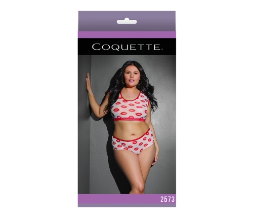 Crop Top and Shorts with Lip Print - Plus Size