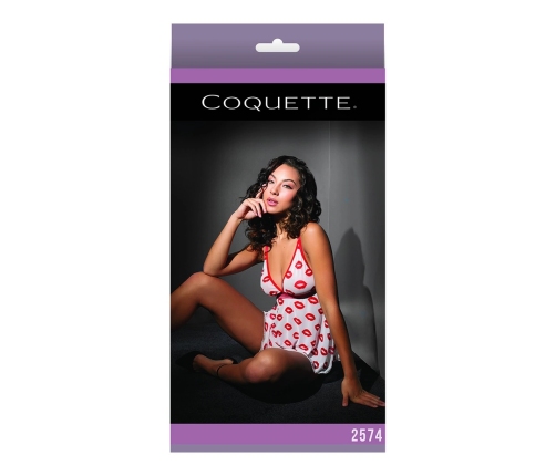 Lip Print Babydoll and Thong - One Size