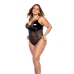 Mapale Wet Black Vinyl and Mesh Bodysuit 3/4X Adjustable Fit
