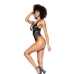 Mapale Bodysuit XL Wet Black Vinyl with Fishnet Sides and Adjustable Straps