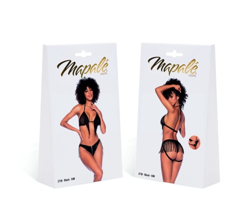 Mapale Two-Piece Set S/M Black - Fringe Detail & Zipper Closure