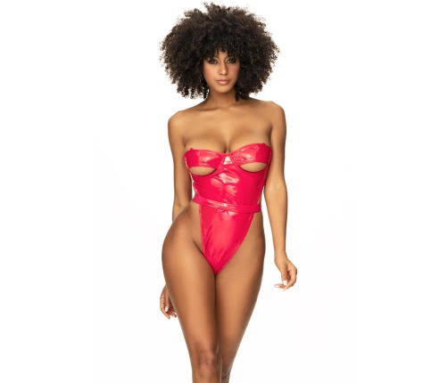 Mapale Teddy Model M Wet Red Vinyl Bodysuit Adjustable Size M