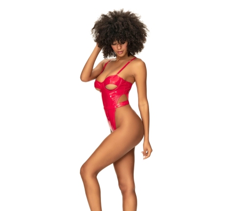 Mapale Teddy Model M Wet Red Vinyl Bodysuit Adjustable Size M