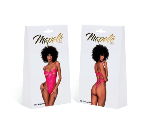 Mapale Teddy XL Wet Look Red Bodysuit with Underwire and Adjustable Straps