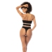 Leg Avenue Bodysuit Halter L Nude/Black Adjustable Mesh Design