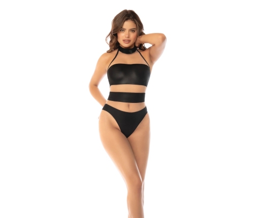 Leg Avenue Bodysuit Halter L Nude/Black Adjustable Mesh Design