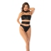 Leg Avenue Halter Bodysuit XL Nude/Black Mesh & Leather-Effect Finish