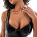 Mapale Bodysuit L Shiny Black with Vinyl Finish and Tulle Details