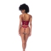 Allure Two-Piece Bustier L Gloss Wine Red Adjustable Vinyl Set